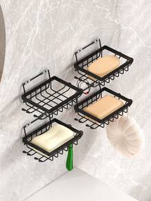 1/2 khay đựng xà phòng nhà tắm, giá đỡ xà phòng hình chữ nhật treo tường có lỗ thoát nước, thiết kế dễ thoát nước, không cần khoan, phụ kiện nhà tắm - Nhiều màu - Xem 9