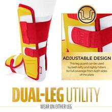 Franklin Sports Baseball + Softball Leg Guard - PRT Series Adult Shin + Foot Shield for Batting - Protective Leg + Ankle Guard with Toe Plate - Right Hand + Left Hand Hitters - Yellow/Red - One Size - Amarillo - Ver 4