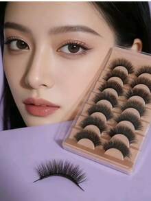 7对自然蓬松的假睫毛 - 橘色 - 查看 6