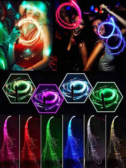 Látigo de fibra óptica LED - Luces de decoración de fiesta, accesorios de baile, múltiples modos de color, luces de fibra óptica, adecuado para carnavales y festivales de música electrónica, mango resistente, efecto de flujo de píxeles, excelente para Navidad, Halloween, Año Nuevo, festivales de música, fiestas, actuaciones de baile en discotecas