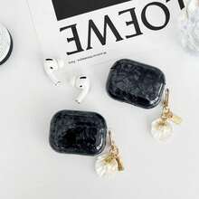 1-Pack Iridescent Shell-Patterned IMD Shockproof Earphone Case With Pearl Chain, Compatible With Apple 2nd/3rd/4th Generation/Pro/Pro 2/Pro 3 Earphone Case. For Airpods 4 Pro 2 3 - Multicolor - View 3