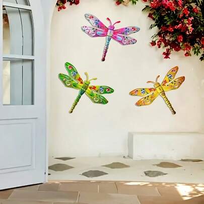 Dragonfly Wall Decor, Outdoor Patio Garden Living Room Wall Hanging Decoration