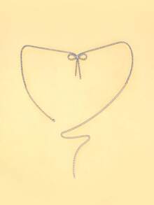 1pc Fashionable Crystal Bow Waist Chain, Body Chain For Women's Party And Occasion Wear - Multicolor - View 2