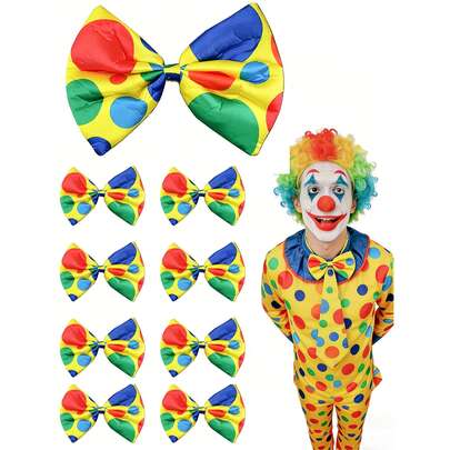 3pcs Clown Bow Tie Set, Colorful Polka Dot Extra Large Bow Tie Suitable For Carnival And Circus Parties, Funny Party Costume Accessories, Clown Role Play Props, Holiday Party Decorations, Stage Performance, Festivals, New Year And Celebration Gifts