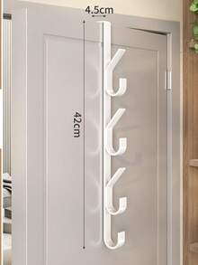 1pc/2pcs Carbon Steel Over-The-Door Hook - Heavy Duty Metal Multipurpose Towel Rack | Space-Saving Vertical Design Storage Hanging Hook Rack | Bathroom Over-The-Door Towel Hanger, Titanium Color, No Drilling Required, Suitable For Bedroom - Putih - View 4
