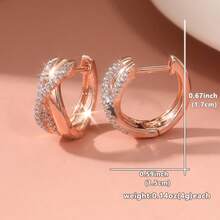 Classic Round Hoop Earrings For Women, Decorated With Shiny Synthetic Zirconia Stones, Suitable For Any Occasion, Perfect Jewelry Gift - Gold - View 5