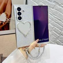 1个女士手机壳，保护套，电镀闪粉嘴唇和爱心图案，带挂绳，可爱时尚，个性化设计，配有可拆卸挂绳，适用于三星Galaxy Z Fold 7、Z Fold 6、Z Fold 5、Z Fold 4、Galaxy Z Flip7、Z FE、Z Flip6、Z Flip5 - 彩色 - 查看 36