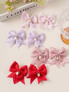 10个可爱珍珠蝴蝶结发夹，不伤发鸭嘴夹刘海发夹，温柔少女风发饰 - 彩色 - 查看 8