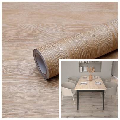 لفة واحدة من ورق الحائط ذاتي اللصق بنمط الخشب الطبيعي، ورق حائط فينيل ذاتي اللصق بنمط الخشب، قابل للإزالة، بنمط مفرق عشوائي، بطراز الطوب والخشب، مقاوم للماء وقابل للإزالة، سهل التقشير واللصق، مناسب لغرفة المعيشة والمطبخ والنوم والسكن الجامعي وتجديد الأثاث 15.7 بوصة * 39.3 / 118.1 / 196.8 بوصة ورق حائط ذاتي اللصق بنمط الخشب DIY