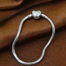 1 European And American Stainless Steel Heart-Shaped Simple Style Personalized Design Fashionable Versatile Bracelet Women's DIY Jewelry - Steel Color - View 2