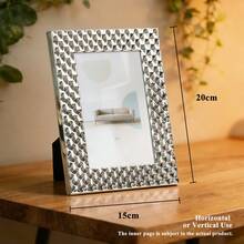 Luxury Silver-Plate Metal Picture Frame 4*6 5*7 Inch With Pyramid Pattern, Premium Desktop Photo Holder For Gifting & Home Decor - 1PC - View 9