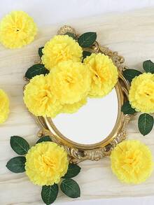 6/30 bông hoa cẩm chướng vàng nhân tạo có cuống, thích hợp cho các vòng hoa tang lễ, bó hoa cưới, trang trí bàn tiệc, vòng hoa mộ, trang trí tiệc tốt nghiệp. - Màu vàng - Xem 3