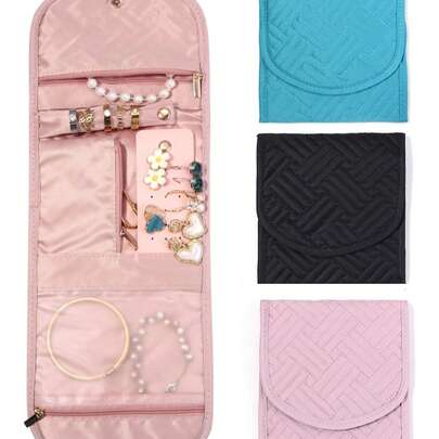 1 túi đựng trang sức, túi đựng trang sức du lịch dung tích lớn, có thể đựng bông tai/dây chuyền/nhẫn/vòng tay.