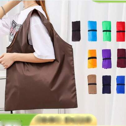 1pc Premium Foldable Reusable Tote Bag, Solid Color Polyester Shopping Bag, Large Capacity Grocery Bag, Carry Bag