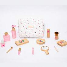 一套木制过家家化妆玩具套装，儿童角色扮演仿真化妆品套装，适合学龄前女孩的发型化妆仿真玩具 - 彩色 - 查看 7