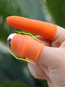 [Free 5 Finger Cots] Thumb Knife Vegetable Picking Tool, Finger Sleeve For Picking Peppers, Kitchen Gadget For Peeling Beans, Vegetable Picking Finger Nail Cover, Practical Kitchen Tool - Multicolor - View 10