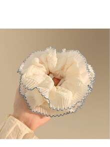 2pcs French Lace Hollow Flower Hair Scrunchies, Elastic Daily Hair Accessories For Women - Multicolor - View 12