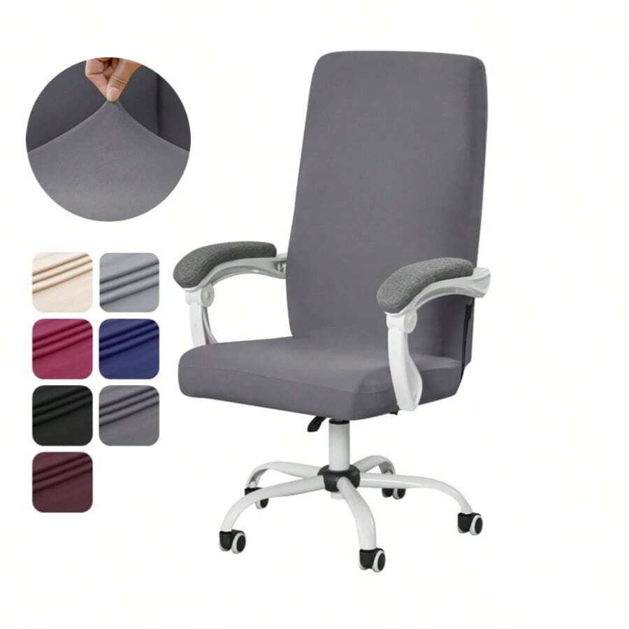1PC Solid Color Office Chair Cover Spandex Thin Cloth Computer Chair Cover Summer Rotating Gaming Seat Case For Home Hotel - Light Grey - View 1
