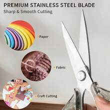 Multi-Purpose Household Scissors, Stainless Steel Heavy Duty Office Shears, Student Craft Sewing Scissors, Rust & Corrosion Resistant, Sharp & Durable - Tenglong - View 6