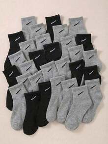 5 Pairs Kids Socks, Children Short Socks, Mid-Calf Socks, Sports Socks With Horizontal Stripes/Lines Design, Suitable For Daily Wear, Unisex For Boys And Girls, Fit For 1-16 Years Old, Breathable Soft And Comfortable - 彩色 - 查看 5