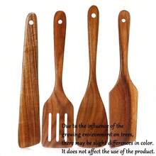 AIUHI 4 件套木制烹饪勺，木制厨房用具，适用于不粘锅具 - 棕色 - 查看 6