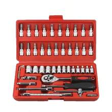 Bộ dụng cụ sửa chữa ô tô 46 chi tiết, bao gồm cờ lê đầu khẩu, cần siết, tua vít và hộp dụng cụ. - Nhiều kiểu dáng - Xem 6