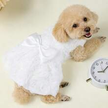 1pc Dog Dress, Lightweight Spring/Summer Cake Skirt For Small Dogs Like Teddy/Poodle, 1pc Striped Dog Vest, Small Dog Clothes, Spring/Summer Puppy Dress - White - View 2