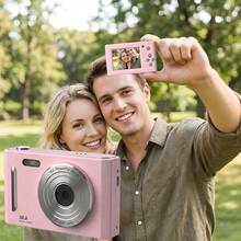 便携式迷你双镜头数码相机内置复古滤镜和闪光灯高清Vlog相机，适合学生使用，亮点主要功能包括滤镜，非常适合入门级用户。 - 查看 1
