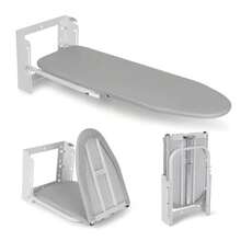 Tabla de planchar de pared con altura ajustable 91.44 x 30.48 cm plegable con soporte de pared ahorradora de espacio funda resistente al calor para espacios pequeños en el hogar y el lavadero - Tabla de planchar plegable de ajuste de altura - Ver 1