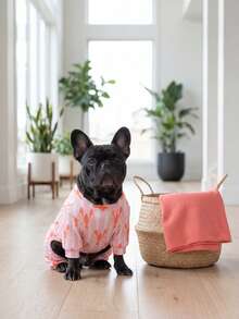 Dog Summer Shedding Hair Control Pajamas - Breathable High Stretch Full Coverage Pet Rompers, Summer Anti Licking & Bug Protective Jumpsuit For Medium Large Dogs, All Over Printing Dog Clothes - Cute Pink Stripe And Crayfish Pattern - Multicolor - View 3