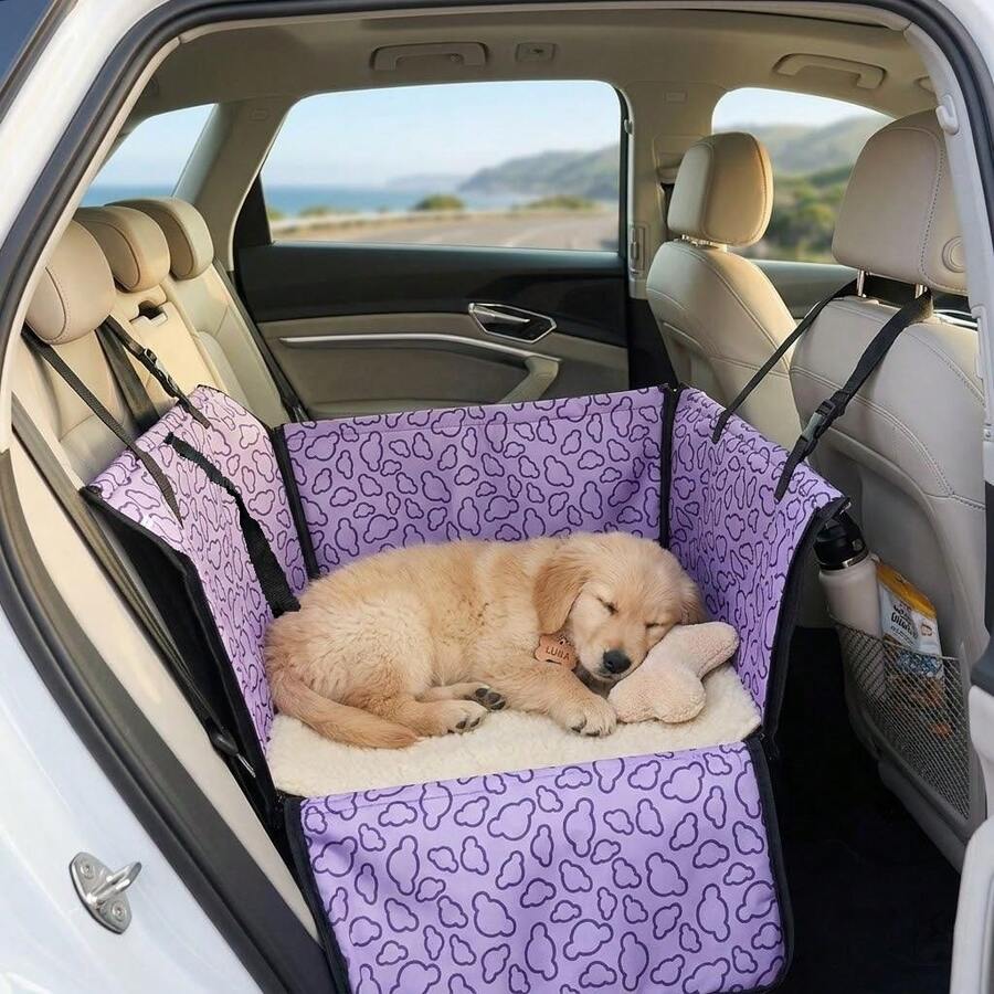 1pc Foldable Waterproof Dog Car Seat Cover, Suitable For Small & Medium Dogs, Anti-Slip Rear Seat Protector Mat, Suitable For Travel And Daily Use - Multicolor - View 1