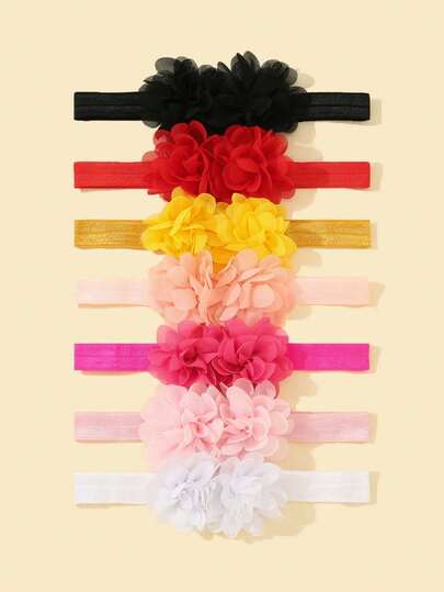 7pcs Baby Chiffon Flower Headbands, Comfortable Infant Hair Accessories