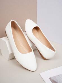 Women's Fashionable Elegant Office Loafers, Spring/Autumn New Soft-Sole Comfortable Mother Shoes, French Style Flat Casual Shoes, Korean Fashion Shoes, Odor-Resistant & Anti-Slip, Suitable For Tourism, Party, Office, Indoor/Outdoor, Apartment, Matching Dresses & Casual Wear - White - View 8