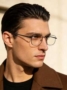 1 PC Men's Square Thin Glasses Frame Lightweight And Durable Metal Frame Transparent And Clear Lenses Suitable For Daily Casual Wear With Glasses Box - Multicolor - View 15