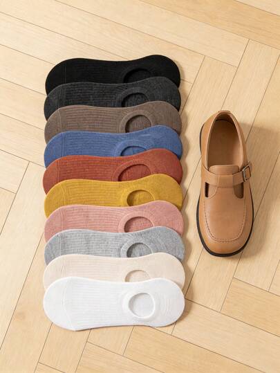 5/10/15/20 Pairs Summer Invisible Boat Socks, Suitable For Leather Shoes & Sandals, 10 Colors Available, Soft & Comfortable