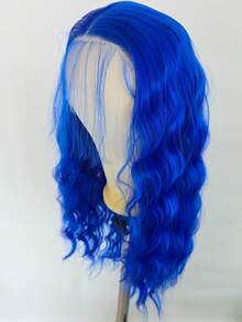 皇家蓝假发 13x4 长款水波纹蕾丝前假发 女士自然发际线 耐热合成纤维 日常佩戴 Cosplay - 彩色 - 查看 5