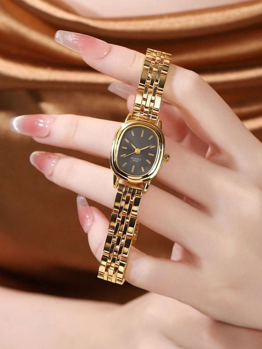 Women's Fashion Creative Multifunctional Compact Quartz Watch, Suitable For Daily Wear, Birthday Gift, Back To School, Thanksgiving, Romantic Occasions, Perfect Gift - Gold - View 1
