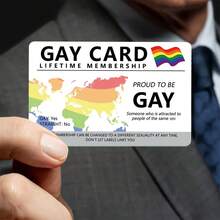 1 张 LGBTQ+ 骄傲终身会员卡 + 1 个心形卡套，装饰性 PVC 卡片，非贴纸，双面彩虹条纹梦幻图案，光滑表面，长方形 - 彩色 - 查看 7