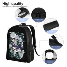 Anime Floral School Backpack, Waterproof Lightweight Bookbag, Large Capacity Backpack For Teens Casual Daypack, For Elementary Middle School Gothic Gothic - Sets - View 7