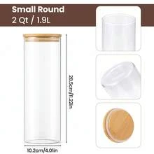 3PCS Large Glass Storage Jars – Airtight Pantry Containers For Spaghetti, Pasta, Cereal, Flour & Rice, Clear Kitchen Countertop Canisters - 透明-1900ml*3 - 查看 2