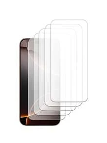 5 piezas Protector de pantalla de vidrio templado ultra claro, de alta definición y material de alta dureza que protege contra arañazos e impactos, resistente al agua, resistente a las huellas dactilares, fácil instalación, compatible con iPhone 17 Pro Max/17 Pro/17 Air/17/16e/16 Pro Max/16 Pro/16 Plus/16/15 Pro Max/15 Pro/15 Plus/15/14/13/12 y otros modelos. Accesorios esenciales para la protección de pantallas, aplicables para uso diario, oficina y hogar. Protector de pantalla de teléfono a prueba de golpes, resistente a caídas y arañazos. - transparente - Ver 22