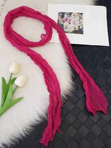 1pc Women's Pleated Lace Ribbon Versatile Headband/Neck Scarf, Sweet & Romantic Style, All Season - Multicolor - View 5