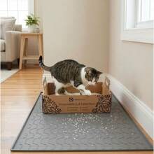 Caja de arena desechable grande para gatos de 3 paquetes para Navidad cajas de arena de cartón plegables impermeables para gatos portátil para viajes de día festivo 17.2 x 12.2 x 5.3 - Marrn - Ver 2