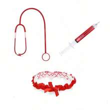 4/2/1pc Halloween Nurse Headband, Stethoscope, Pen Set Cosplay Party Accessories, Christmas Whimsical Fashion Basic Outfit For Women - Multicolor - View 17