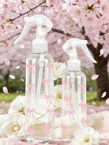 蝴蝶結圖案按壓式高壓噴霧瓶 150/300/500ml 化妝水容器，高壓連續自動真空霧化噴瓶，透明 PET 可重複填充旅行噴霧瓶，適用頭髮與臉部噴霧，可補充，美髮造型工具，返校季旅行必備，教師禮物 - 彩色 - 查看 3