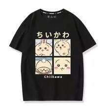 Nuevos productos de moda muy populares de : Camiseta holgada, casual y cómoda de manga corta con estampado de Chiikawa, para mujeres y hombres, elegante y de alta calidad. - 3 - Ver 10