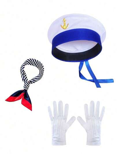 Bộ mũ và găng tay thủy thủ, mũ màu trơn cho Halloween, mũ thuyền trưởng thủy thủ, mũ tròn có ruy băng, thích hợp cho mặc hàng ngày, mùa hè, đi biển, tiệc tùng, ngày Valentine, hóa trang cá nhân, trang phục gợi cảm, phụ kiện sự kiện.