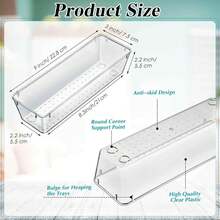 12/6/1 pieza Organizador de cajón transparente largo mejorado, 9 X 3 X 2 pulgadas (aproximadamente 22,8 X 7,5 X 5,5 cm), con almohadilla antideslizante de silicona, adecuado para escritorio de oficina, suministros de cocina, cosméticos y almacenamiento de baño - A - Ver 2