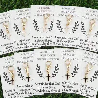 5pcs/10pcs Set Multicolor Cross Keychains With Inspirational Card "A Little Cross In Your Pocket" - Gift For Friends, Lucky Charm, Bag Accessory, 2025