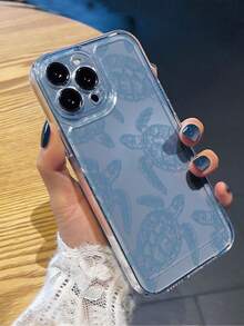 1个透明蓝色海龟图案防震保护手机壳，适用于 17 Air/17 Pro Max/17/16 Plus/15/14/13/12/11/XS Max/XR/7/8，TPU材质 - 彩色 - 查看 2